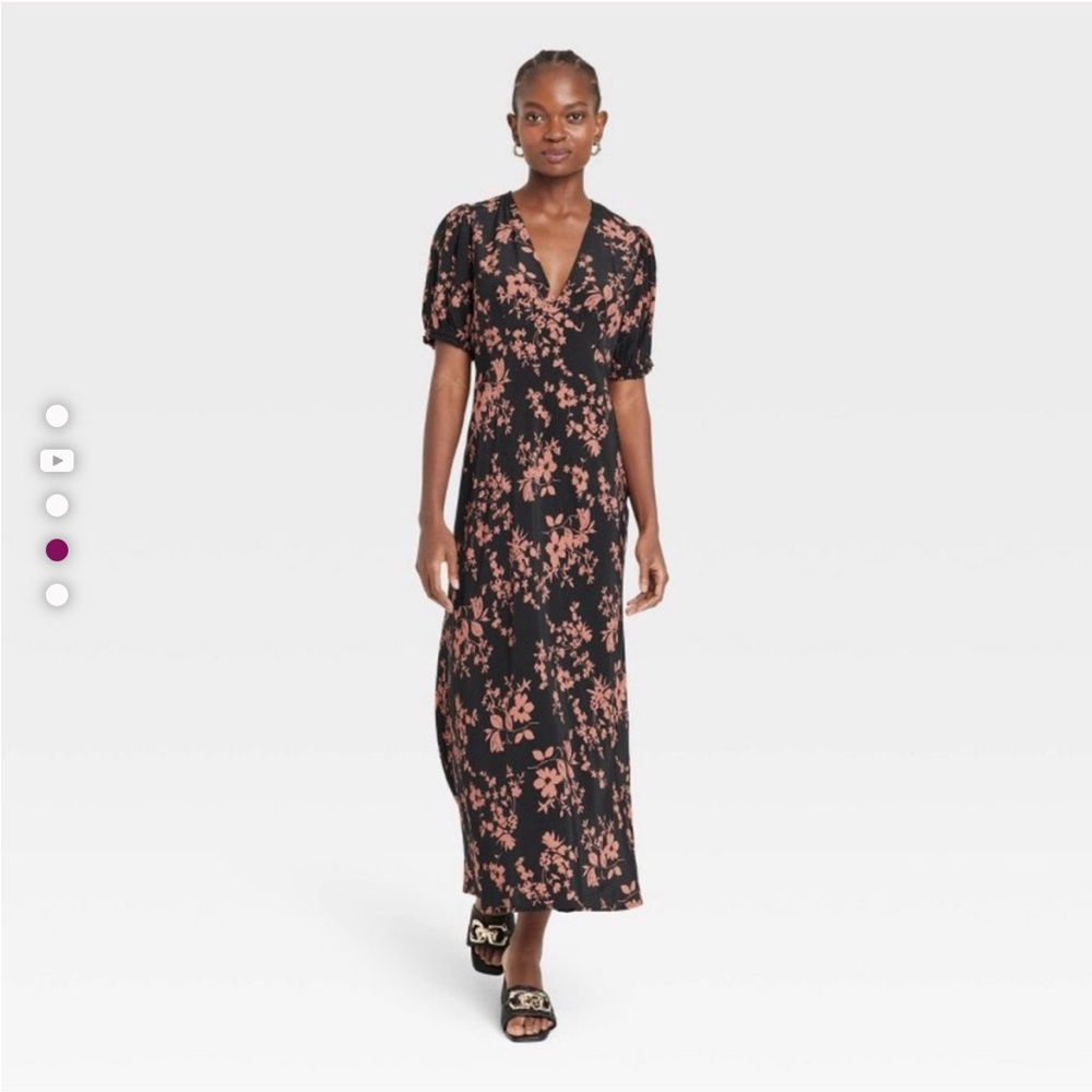 NWT Crepe Puff Sleeve Midi Dress - A New Day